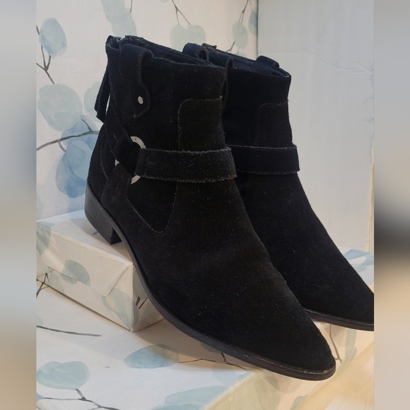 Rebecca Minkoff Jenni Suede Pointed Toe Booties 7.5M - Picture 7 of 10